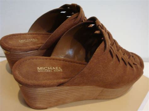 NIB Michael Kors Dark Caramel Suede Westley Mules 